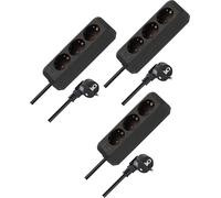 Brennenstuhl Eco-Line Lot de 3 multiprises 3 Prises avec Protection de Contact Accrue et câble de 1,5 m Noir