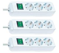 Brennenstuhl Eco-Line Lot de 3 multiprises à 3 prises avec sécurité enfant, interrupteur et câble de 5 m Blanc