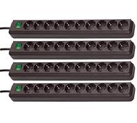 Brennenstuhl Eco-Line Lot de 4 multiprises 10 prises (avec interrupteur et câble de 3 m - particulièrement économe en énergie) Noir