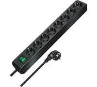 Brennenstuhl Eco-Line Multiprise avec Interrupteur, 8-Prises/câble 3m (Noir) (Lot de 6)
