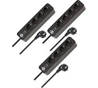 Brennenstuhl Ecolor Lot de 3 multiprises 4 Prises avec Interrupteur et câble de 1,5 m Noir