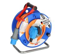Brennenstuhl Enrouleur de câble de camping CEE 230 V 25 m (H07RN-F 3G2,5, orange, raccord coudé CEE avec prise combinée de contact de protection, pour une utilisation durable en extérieur, IP44,