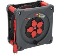 Brennenstuhl Enrouleur de câble professionnel KA 5210 5 IP44 (câble H07BQ-F 3G2,5 de 50 m en rouge, 5 prises de contact de protection, utilisation sur chantier et utilisation permanente en plein air
