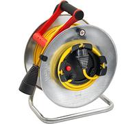Brennenstuhl Enrouleur de câble Silver Jardi avec rallonge supplémentaire (25m de câble H05VV-F 3G1,5, utilisation temporaire en extérieur, fabriqué en France) 1207421 Gris