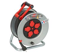 Brennenstuhl Professional Enrouleur de câble SILVER-XL/Enrouleur électrique (5 prises avec clapets, flasques en acier, voyant de tension, poignée, 40m H07RN-F, en extérieur), fabriqué en France