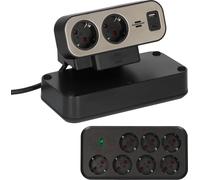 brennenstuhl®estilo Multiprise duplex avec protection contre les surtensions, 1x USB C, 1x USB A, 9x prises, argent/noir