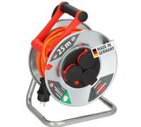 Brennenstuhl Garant S V2 1198370500 Enrouleur de câble extérieur IP44 25 m (fabriqué en Allemagne, câble de couleur de signal orange, tôle d'acier, utilisation à court terme en extérieur)