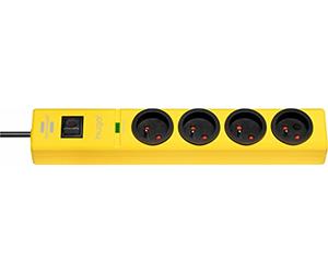 Brennenstuhl hugo! Bloc multiprise 4 prises avec parasurtenseur/parafoudre cordon 2 m - Jaune