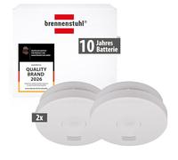 Brennenstuhl Lot de 2 détecteurs de fumée RM L 3100 avec Batterie intégrée (testé et certifié Selon la Norme VDS DIN en 14604) Blanc