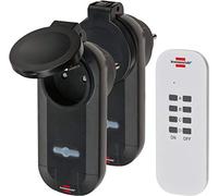 Brennenstuhl Lot de 2 prises télécommandées RC CE1 0201 1000W, télécommande