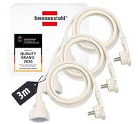 Brennenstuhl Lot de 3 rallonges en Plastique de qualité supérieure avec fiche Plate (rallonge Plate pour l'intérieur avec câble de 3 m) - Blanc