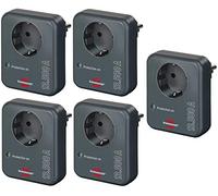 Brennenstuhl Lot de 5 adaptateurs de prises avec parasurtenseur 13500 A - Adaptateur de protection contre la foudre pour appareils électriques - Anthracite