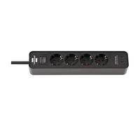 Brennenstuhl, Multiprise, 1153240106 Prises multiples avec interrupteur Noir Protection 1 S (4x, CEE 7/7, 1.50 m)