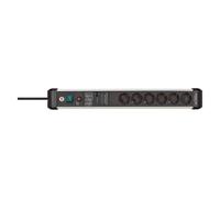 Brennenstuhl, Multiprise, 1391010600 Bâti de prises aluminium (anodisé), noir contact de protection 1 pc. (6x, CEE 7/3, 3 m)