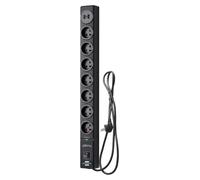 Brennenstuhl, multiprise à 7 prises de type E avec 2 ports USB et protection contre les surtensions, noir