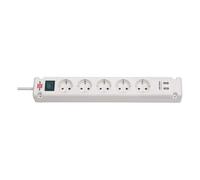 Brennenstuhl Multiprise avec 5 Prises et 2 Ports USB Universelles Bremounta 3m Blanc
