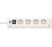 Brennenstuhl Multiprise Bremounta 4 Prises avec Interrupteur (Bloc multiprises orientées à 90 degrés, œillets Porte-vis pour Fixation, 1,5 de câble H05VV-F 3G1,5) Blanche