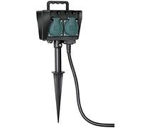 Brennenstuhl Multiprise de Jardin/extérieur 4 Prises avec Piquet (Plastique résistant aux intempéries, Prise extérieure avec boîtier étanche, câble de 10 m) Noir