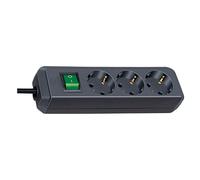 Brennenstuhl Multiprise Eco-Line 3 prises CEE 7/3 cordon 5 m avec coupe-circuit noir
