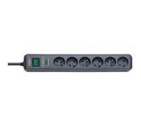 Brennenstuhl Bloc multiprise Eco-Line 6 prises en quinconce 1,5 m H05VV-F parasurtenseur gris