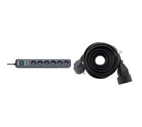 Brennenstuhl Multiprise ECO-Line Anthracite, 6 Prises, avec parasurtenseur et 1,4m de câble (13.500A) & Zenitech Prolongateur 16A 2P+T HO5VV-F 3G1,5mm² Noir 5m