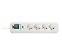 Multiprise parafoudre Brennenstuhl Eco-Line 4 prises 2P+T 16A 13500A 1,40 m Blanc