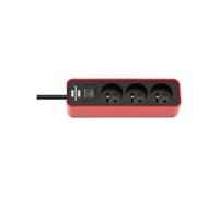 Brennenstuhl Multiprise ECOLOR Rouge, 3 Prises, avec 1,5m de câble