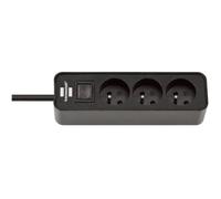 BRENNENSTUHL Multiprise ECOLOR 3 prises -cable 1.50m H05VV-F3G1.0. avec interrupteur-. Noir