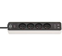 Brennenstuhl Multiprise ECOLOR blanc, 4 prises femelles + 2 prises USB, avec 1,5 m de câble