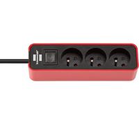 Brennenstuhl Multiprise ECOLOR Rouge, 3 Prises, avec 1,5m de câble