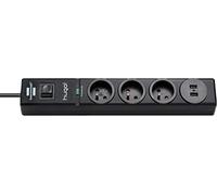 Parasurtenseur BRENNENSTUHL 3 PRISES NOIR 2xUSB 2M H05VV-F 3G1.5
