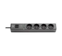 Multiprise Parasurtenseur avec 4 Prises Universelles Hugo 2m Noir