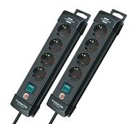 Brennenstuhl Multiprise Premium Line - 4 prises (multiprise avec interrupteur et câble de 1,8 m - Angle de 45° des prises de contact de sécurité) - Couleur : noir (2 pièces).