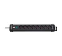 Brennenstuhl Multiprise Premium Plus 8 Prises avec Interrupteur (Bloc multiprises orientées à 45 degrés, Guide-câbles, Oeillets Porte-vis, 3m H05VV-F 3G1,5, fabriquée en France) Noire