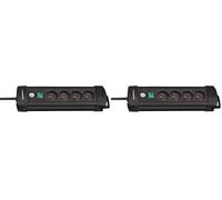Brennenstuhl Multiprise Premium-Plus Noire, 4 Prises, avec 1,8m de câble, Fabrication Française (Lot de 2)