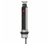 Brennenstuhl Multiprise encastrable Tower Power – 3 prises, interrupteur, câble 2m, Ø perçage 60mm