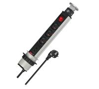 Brennenstuhl Multiprise Tower Power 3 Prises 2 Ports USB A 2m H05VV-F | Encastrable, 3 prises orientées à 45 degrés 2P+T 16A 230V, 2 ports USB A, interrupteur à voyant, 60mm diamètre de perçage