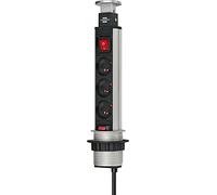 Brennenstuhl Multiprise encastrable Tower Power – 3 prises, interrupteur, câble 2m, Ø perçage 60mm