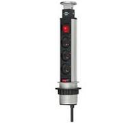 Brennenstuhl Multiprise encastrable Tower Power – 3 prises, interrupteur, câble 2m, Ø perçage 60mm