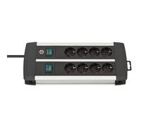 Brennenstuhl Premium-Alu-Line Technique 8 prises Duo noir 3m H05VV-F 3G1,5 prises commutables par quatre