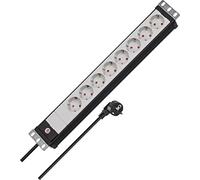 Brennenstuhl Premium-Line Bloc multiprise, à 8 Prises, Format 48,26 cm, pour Les armoires de Serveur, avec 3 m de câble, fabriqué en Allemagne, Noir/Gris