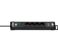 Brennenstuhl Premium-Line Multiprise 4 prises avec USB C PD 30 W et USB A 18 W (fabriqué en Allemagne, multiprise avec câble de 1,8 m et interrupteur, prise murale) Noir