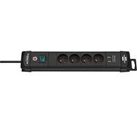Brennenstuhl Premium-Line Multiprise 4 Prises (multiprise USB avec câble de 1,8 m et Interrupteur désactivé, Suspendu avec 2 USB 3.1 A, fabriqué en Allemagne) Système d'emboîtement français