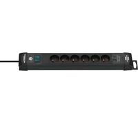 Brennenstuhl Premium-Line Multiprise avec 6 prises et USB C PD 30 W et USB A 18 W (fabriquée en Allemagne, câble de 3 m, interrupteur) Noir