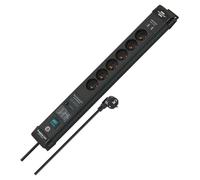 Brennenstuhl Premium-Line, unité de distribution de courant, 6 prises, 3,0m, noir, 2x USB, avec interrupteur et protection contre les surtensions (1951164603)