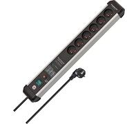 Brennenstuhl Premium-Protect-Line Multiprise 6 Prises avec Protection en Spirale 60,00 A (câble de 3 m, avec Bouton d'arrêt, fabriqué en Allemagne) Argent/Noir