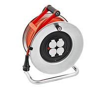 Brennenstuhl Professional Enrouleur de câble SILVER-XL/Enrouleur électrique (5 prises avec clapets, flasques en acier, voyant de tension, poignée, 40m H07RN-F, en extérieur), fabriqué en France