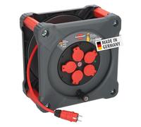 Brennenstuhl Professional KA 3210 5 IP44 Enrouleur de câble de chantier 33 m H07BQ-F 3G2,5 en rouge, 5 prises, utilisation de chantier et utilisation extérieure permanente, fabriqué en Allemagne