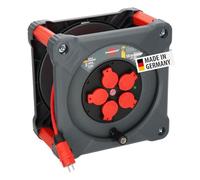 Brennenstuhl Professional KA 5110 5 Enrouleur de câble de chantier IP44, câble BQ de 50 m en rouge, 5 prises de sécurité, utilisation de chantier et utilisation extérieure permanente, fabriqué en