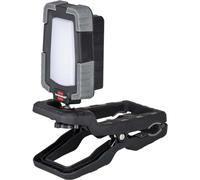 Brennenstuhl Projecteur de Chantier LED à Pince CL 1050 MA Rechargeable Orientable (10W, 950lm, IP65, Lampe de Chantier LED Rechargeable à Pince et Rotule Articulée, USB, Fonction Batterie Externe)